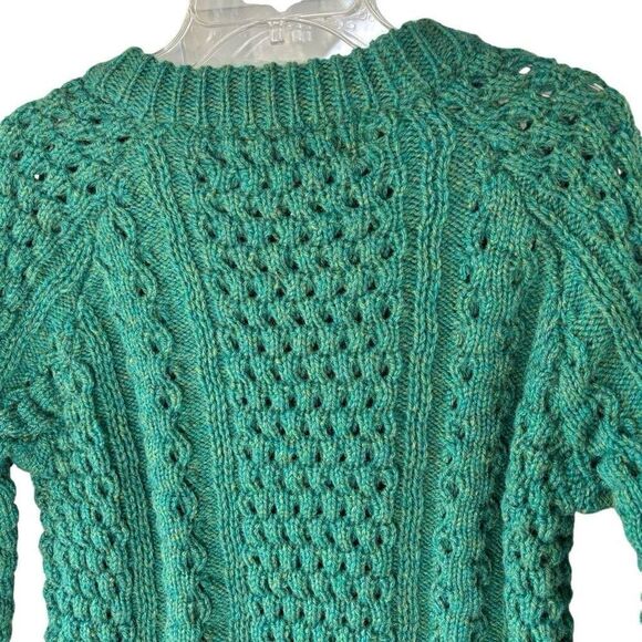 Blarney Castle Green Chunky Knit Sweater Round Neck Long Sleeve Size S Ireland - Picture 7 of 8